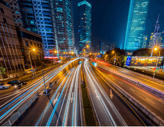 city driving highway night