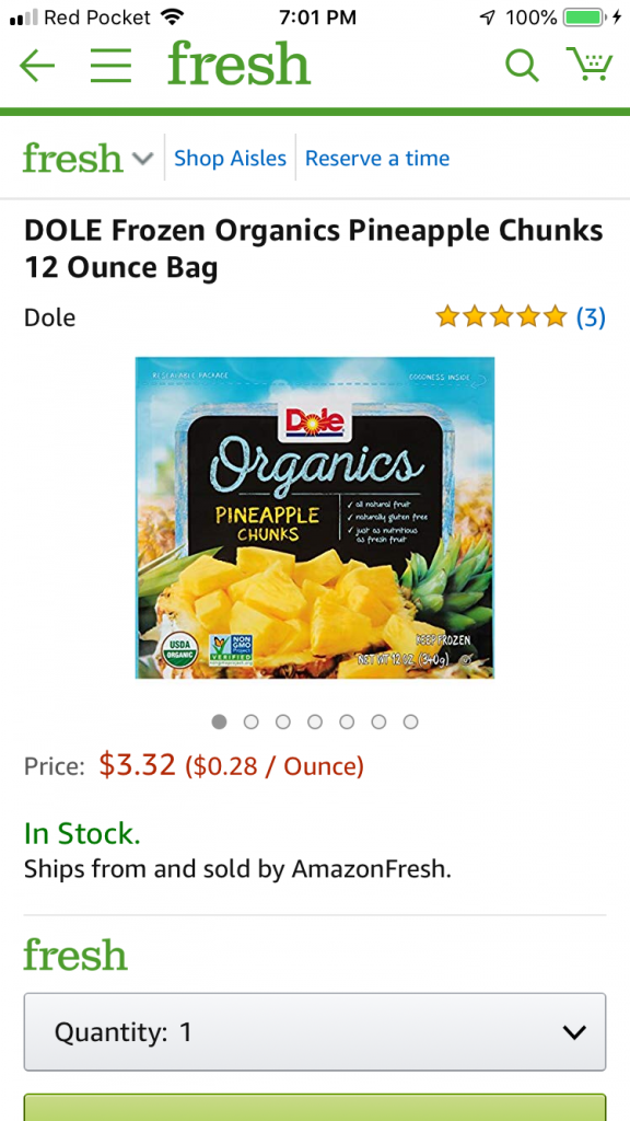 amazon frozen organic pineapples