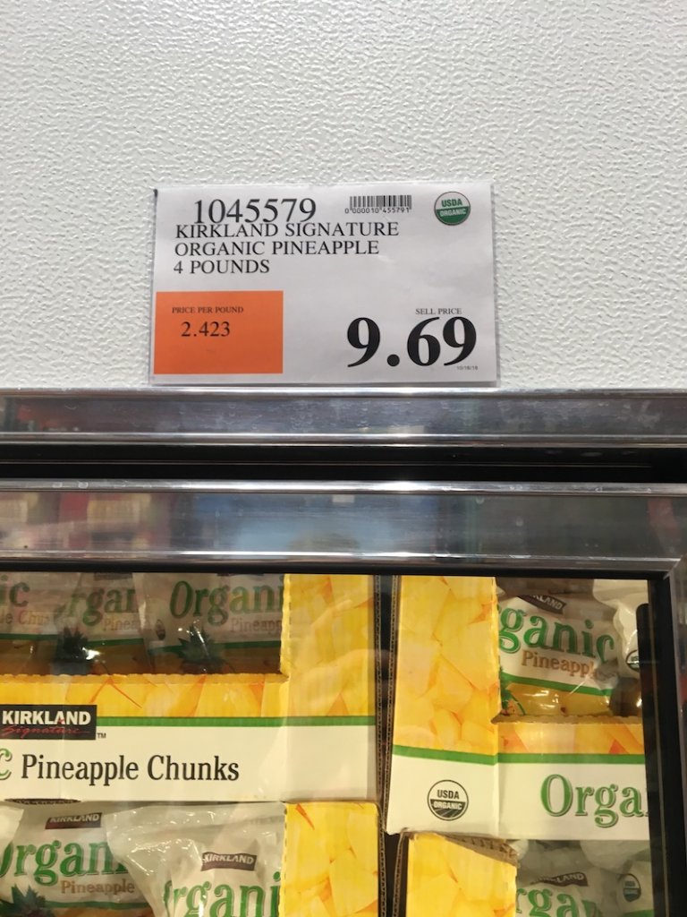 sticker price of frozen pineapple from costco