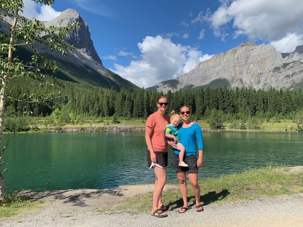 moms daughter hike lake