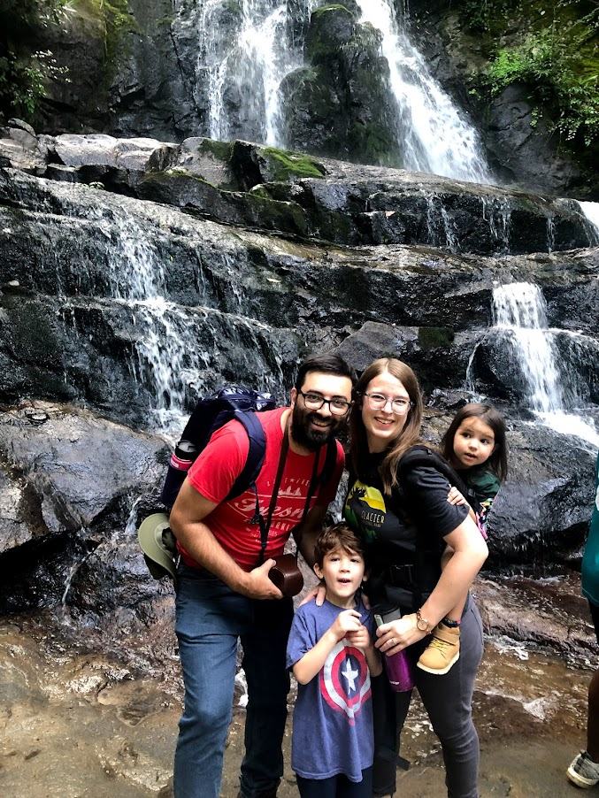 family trip waterfall